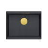 Quadron LOGAN 100 GraniteQ zlewozmywak black diamond 56x45x21,5 cm 1-komorowy podwieszany z syfonem manualnym złoty HQJ6045U8PVDG1U